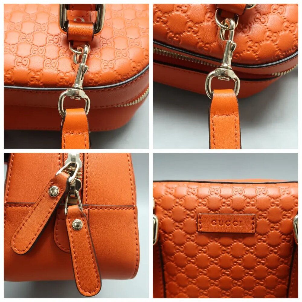 GUCCI Orange Leather Satchel 665-060525 - Picture 7 of 12